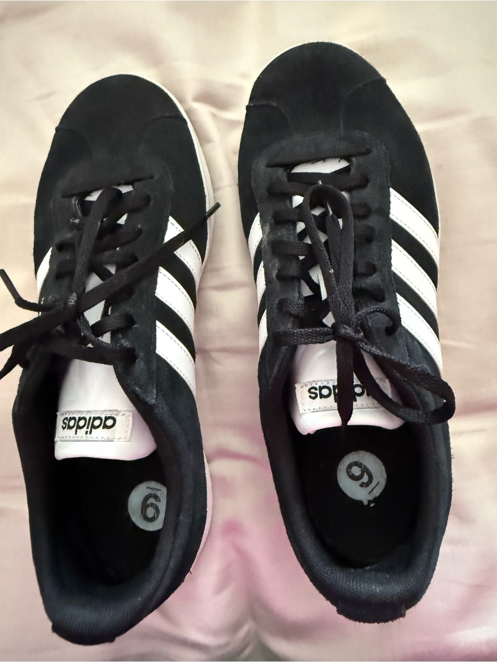 adidas Men’s Black & White Three-Stripe Athletic Sneakers